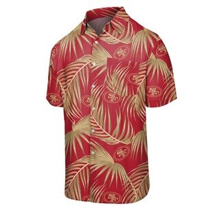 Nwt FOCO NFL TeamLogo San Francisco 49ers Floral Aloha Tropical Button Up Shirt